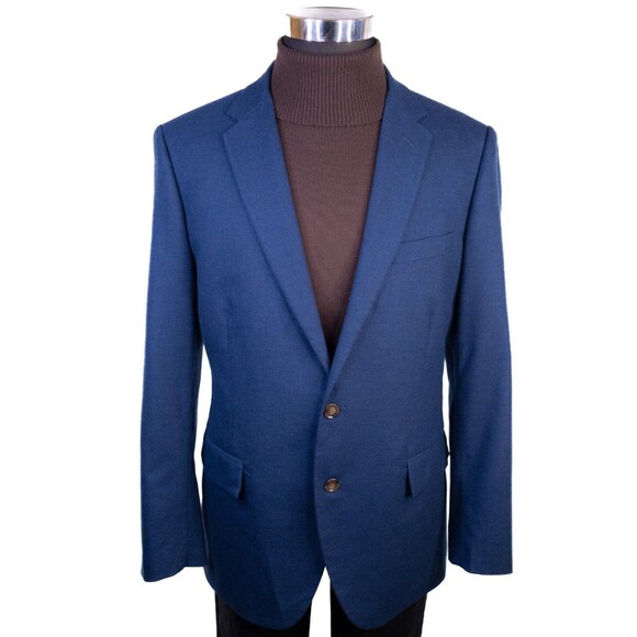 J Crew Thompson Blazer Men's 44R Navy Blue Flex Wool Cotton Sport Coat 2-Button - Picture 2 of 13